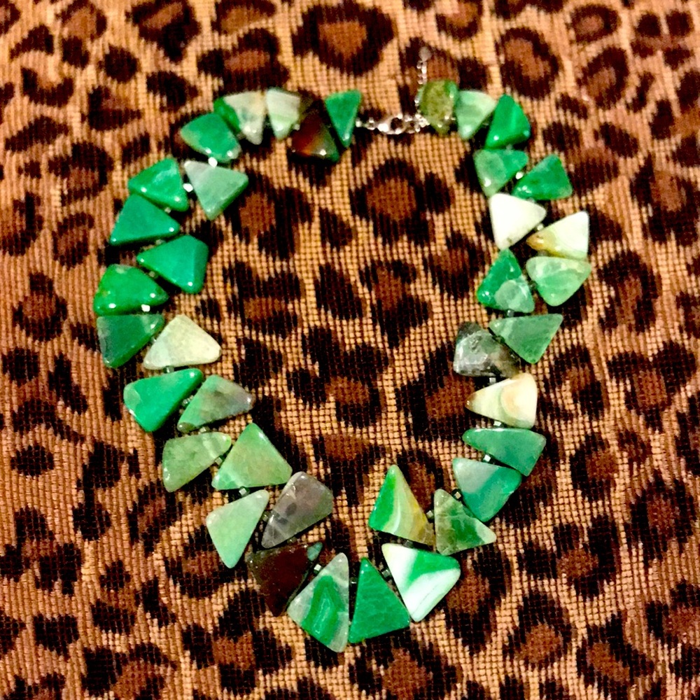 Beautiful, rich green colors 18” adjustable necklace.